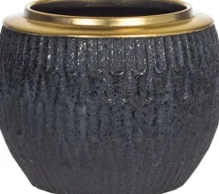 Wazony, Doniczki I Kosze Na Kwiaty*CN-164 Doniczka ceramiczna Konti 11 (czarny/złoty)