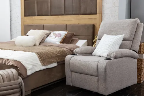 Fotele Wypoczynkowe*CN-187 Fotel elektryczny relax z funkcją ułatwiania wstawania Calio 27 (latte)