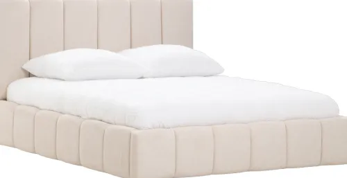 Łóżka Dwuosobowe|Łóżka Tapicerowane*Bodzio Łóżko tapicerowane Bianko 160 (rojal beż) ze stelażem i pojemnikiem