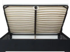 Łóżka|Łóżka*Bodzio Łóżko tapicerowane 180 Sawona (plusz czarny) stelażem i pojemnikiem