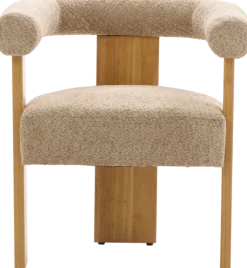 Krzesła Do Jadalni*CN-280 Krzesło drewniane Velu 43 (boucle cappuccino/jasne drewno)