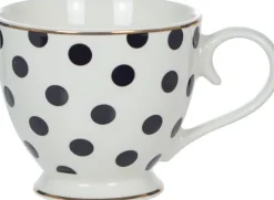 Kubki, Filiżanki I Miski*CN-177 Kubek ceramiczny Cindy (biały w czarne kropki)