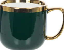Kubki, Filiżanki I Miski*CN-176 Kubek ceramiczny Cindy 83 (zielony ze złotym paskiem)