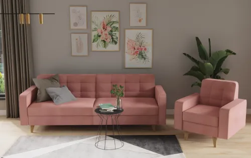 Sofy I Kanapy|Sofy Rozkładane*Bodzio Sofa Sewilla (plusz brudny róż)