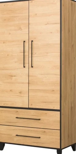 Szafy I Nadstawki|Szafy I Nadstawki*Bodzio Szafa dwudrzwiowa z szufladami Floryda (dąb Soma ciemny)