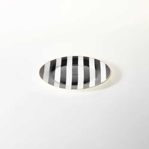 Zastawa Stołowa*CN-177 Talerzyk ceramiczny Rayas biały w czarne pasy