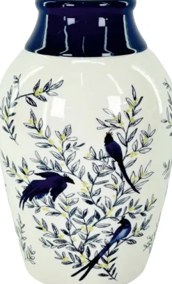 Wazony, Doniczki I Kosze Na Kwiaty|Dekoracje - Ozdoby*CN-175 Wazon ceramiczny Pavone 44 (biały/niebieski)