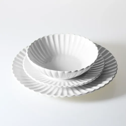 Zastawa Stołowa|Serwisy Obiadowe Białe*CN-185 Zestaw talerzy porcelanowych Lotus 18 elementów (biały)